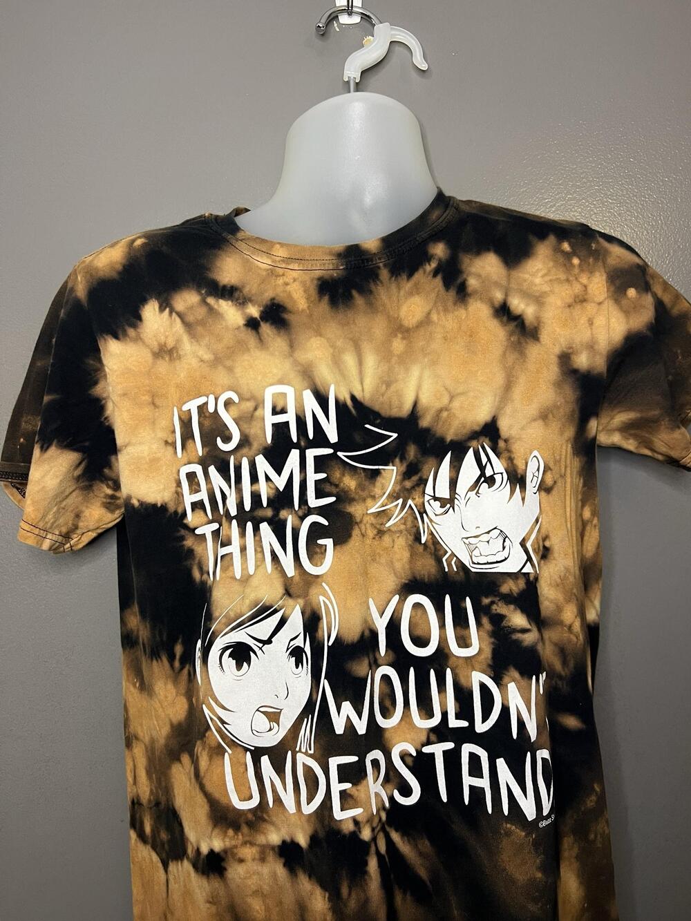 Anime You Wouldnt Understand Gildan Shirt Mens Medium Brown Tie Dye Graphic Tee